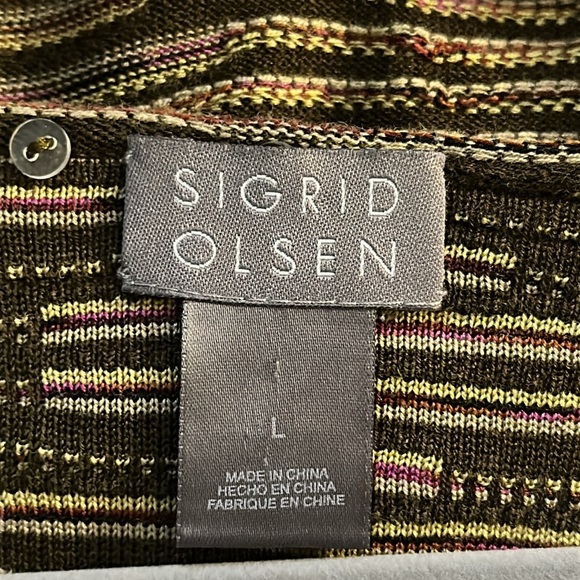 Sigrid Olsen 70% Silk Knit Sweater/ Top Ombré Striped Knit Lightweight - Picture 6 of 6